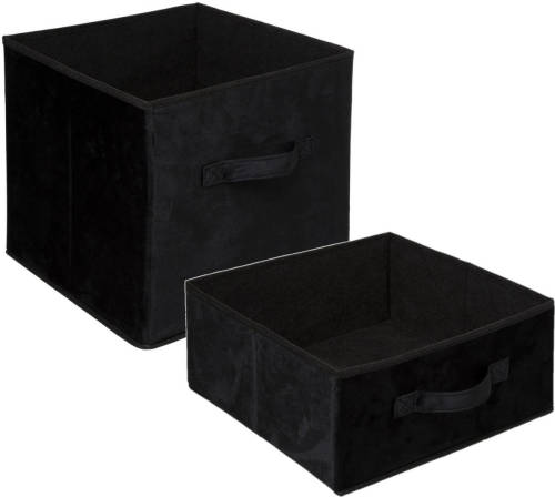5five Set van 2x stuks opbergmanden/kastmanden 14 en 29 liter zwart van polyester 31 cm - Opbergkisten