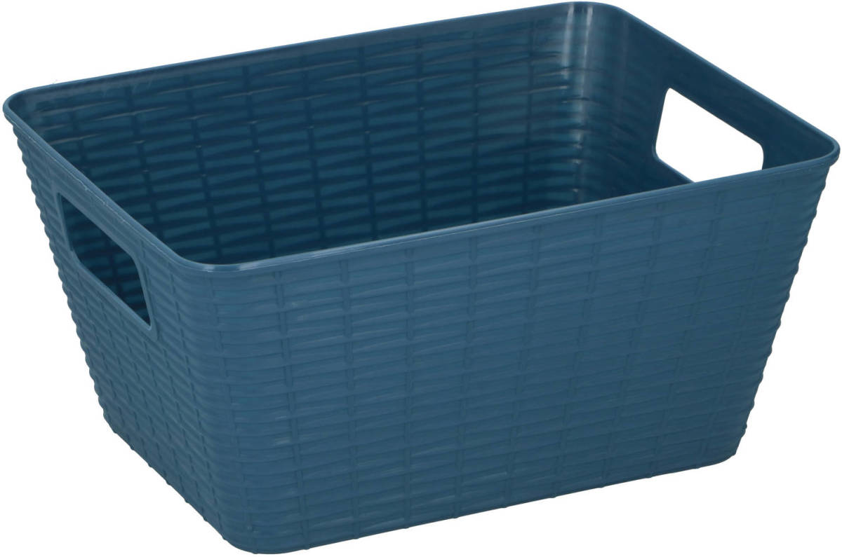 Edco Opbergmandjes - blauw - kunststof - 26 x 20 x 13 cm - Opbergmanden