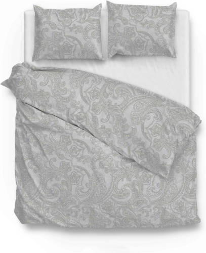 Zo Home Dekbedovertrek Katoen Paisley Di Lino Linnen Look - dove grey 200x200/220cm