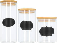 Krumble Voorraadpotten glas set van 3 inclusief QUVIO Krijt stickers set van 80 stickers