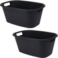 Bathroom Solutions 3x Stuks Wasmanden - 35 liter - kunststof - antraciet - Wasmanden