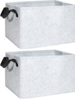 QUVIO Opbergmand Vilt - Grijs - Set van 2