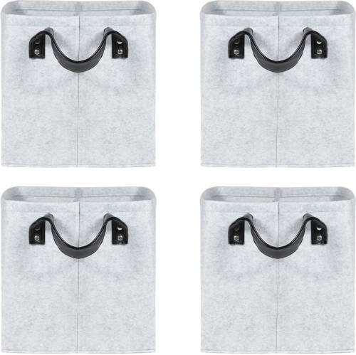 QUVIO Opbergmand Vilt - Grijs - Set van 4