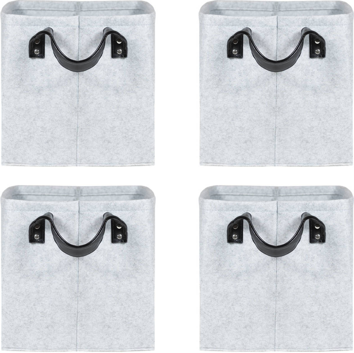 QUVIO Opbergmand Vilt - Grijs - Set van 4