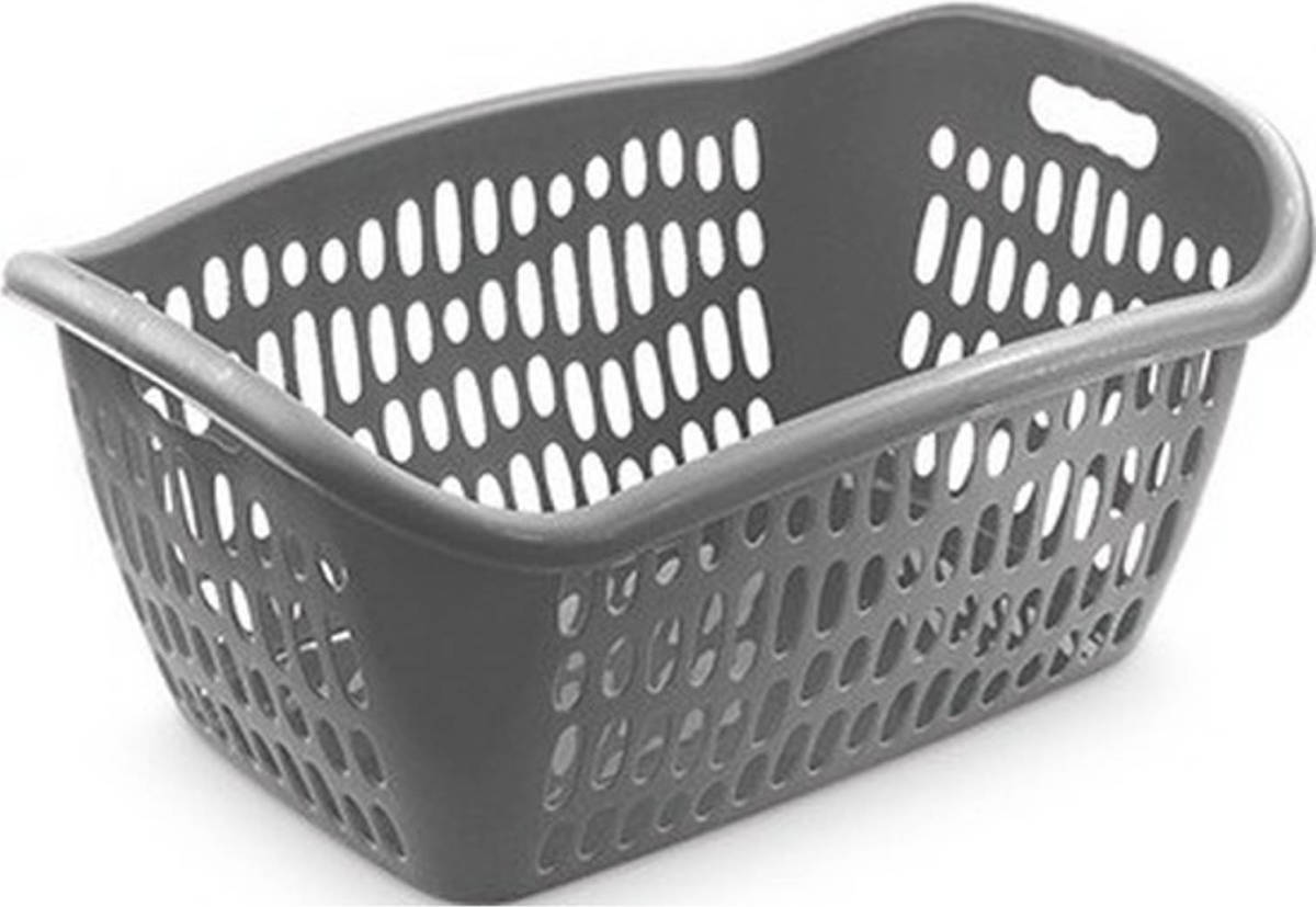 Hega Hogar 2x Grijze wasmanden 75 liter 61 x 43 x 28 cm - Wasmanden