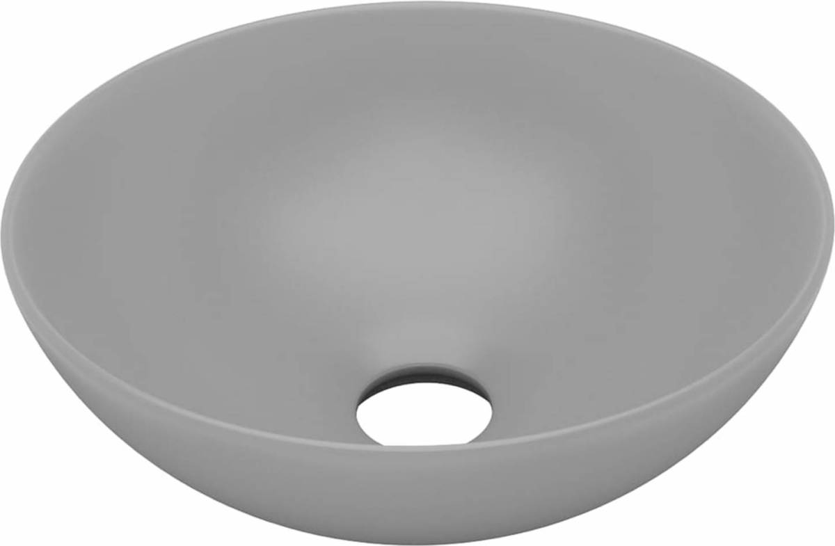 VidaXL Wastafel rond keramiek lichtgrijs