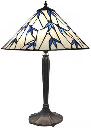 HAES deco - Tiffany Tafellamp Blauw, Wit Ø 42x63 cm Fitting E27 / Lamp max 2x60W