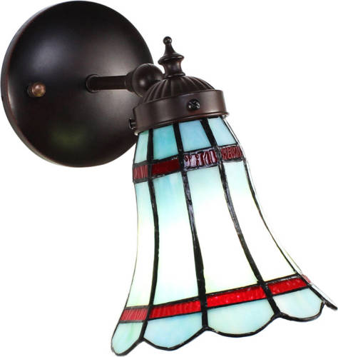 HAES deco - Wandlamp Tiffany Blauw, Rood 17x12x23 cm E14/max 1x40W