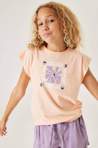 Garcia T-shirt met printopdruk zalmroze