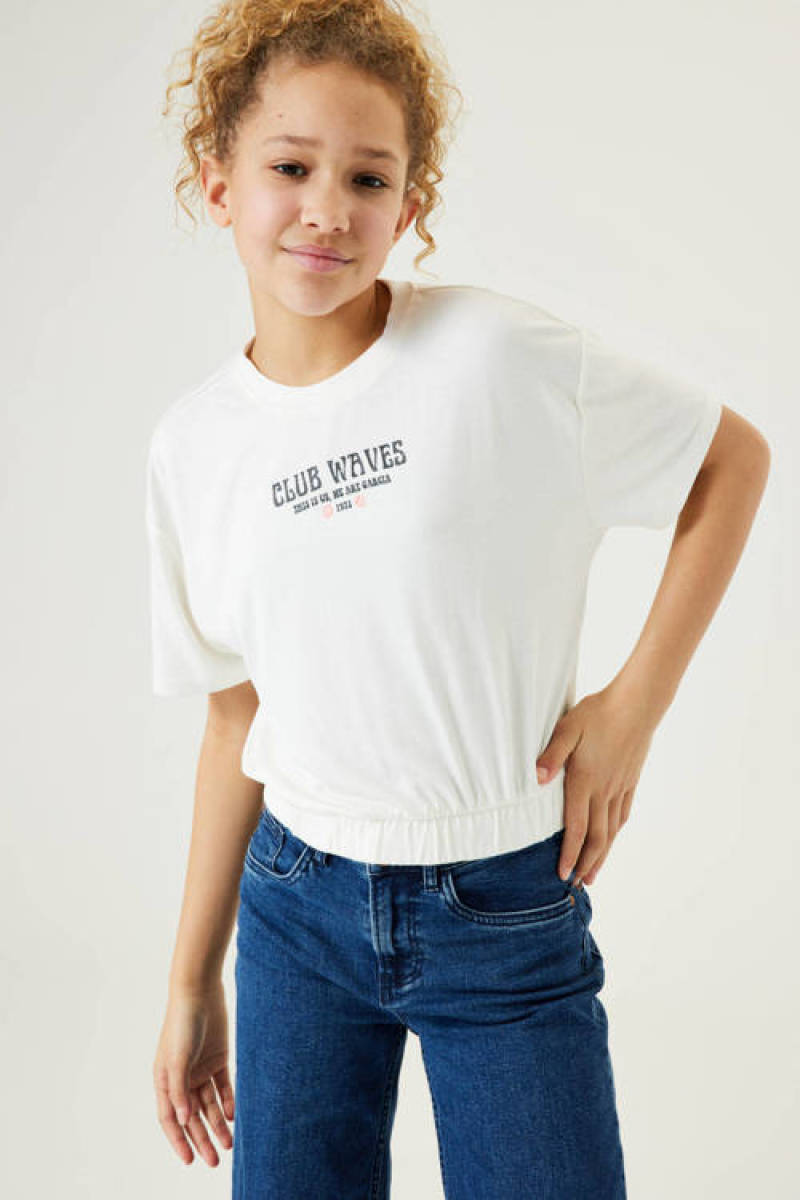 Garcia T-shirt met tekst wit