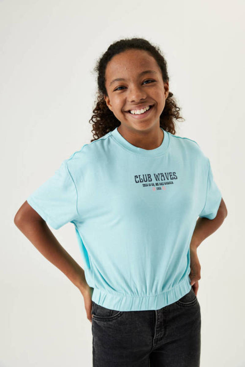 Garcia T-shirt met tekst blauw