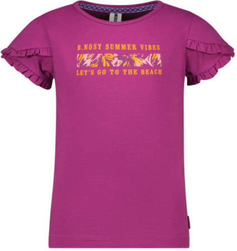 B.Nosy T-shirt met tekst en ruches magenta