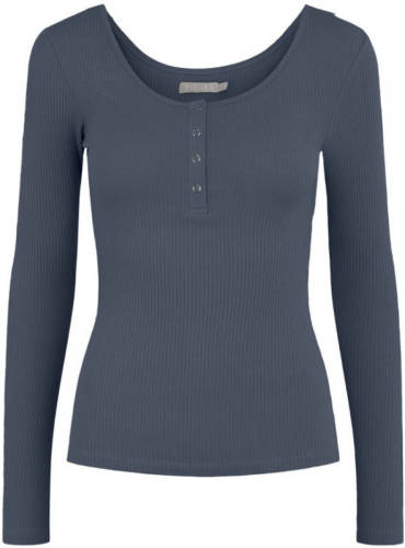 PIECES ribgebreide longsleeve met biologisch katoen zwart