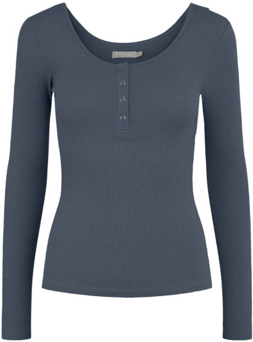 PIECES ribgebreide longsleeve met biologisch katoen zwart