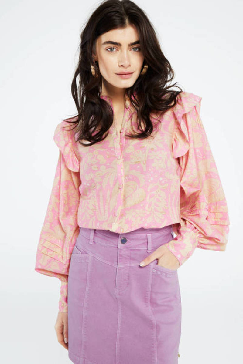 Fabienne Chapot top Philo Blouse met all over print roze/ecru