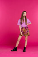 Geisha regular fit short met bladprint paars