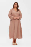 Miljuschka by Wehkamp maxi jurk met pofmouwen nude