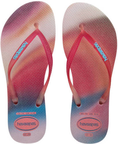 Havaianas Slim metallic rainbow teenslippers roze/blauw