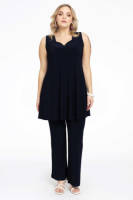 Yoek top DOLCE van travelstof donkerblauw