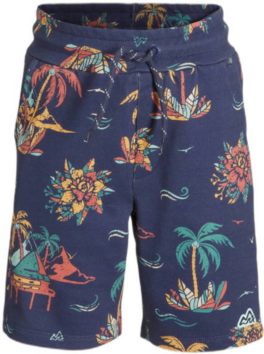 29FT sweatshort met all over print donkerblauw