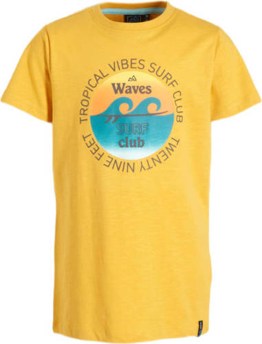 29FT T-shirt met printopdruk geel