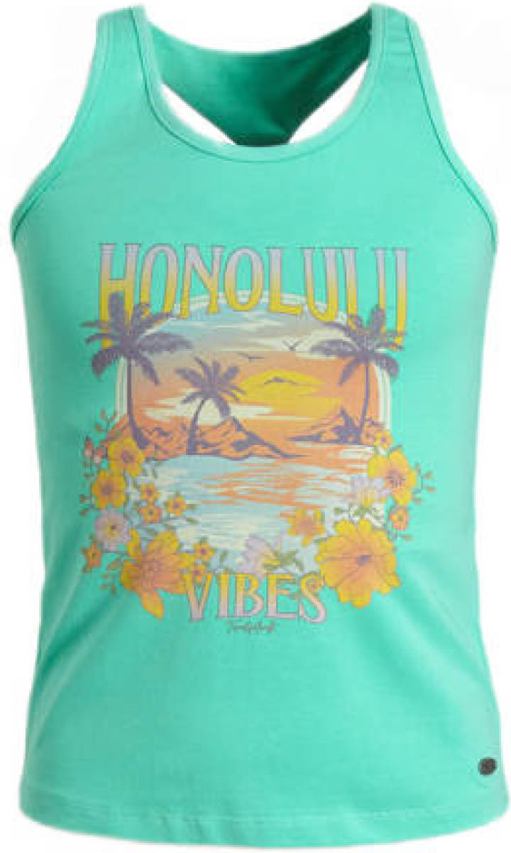 29FT singlet met printopdruk turquoise
