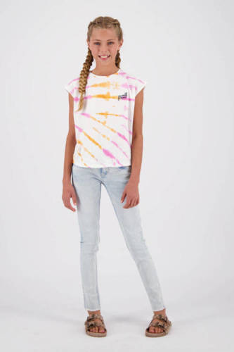 Vingino tie-dye T-shirt Hindra wit/roze/oranje