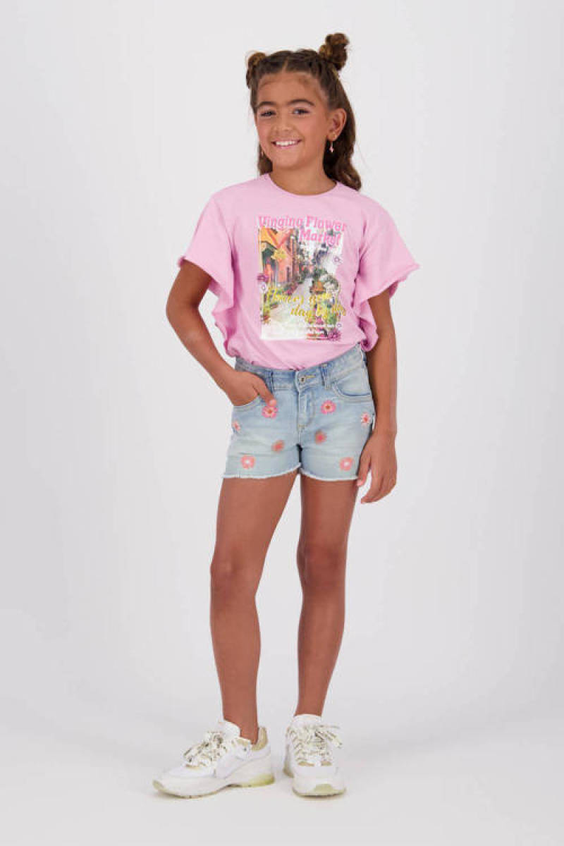 Vingino T-shirt Hailie met printopdruk roze