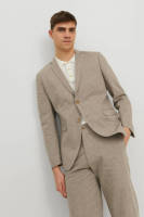 Jack & Jones PREMIUM gemêleerd slim fit colbert JPRRIVIERA met linnen beige