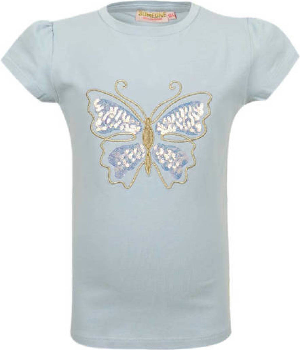 Someone T-shirt Delphine met printopdruk en pailletten blauw
