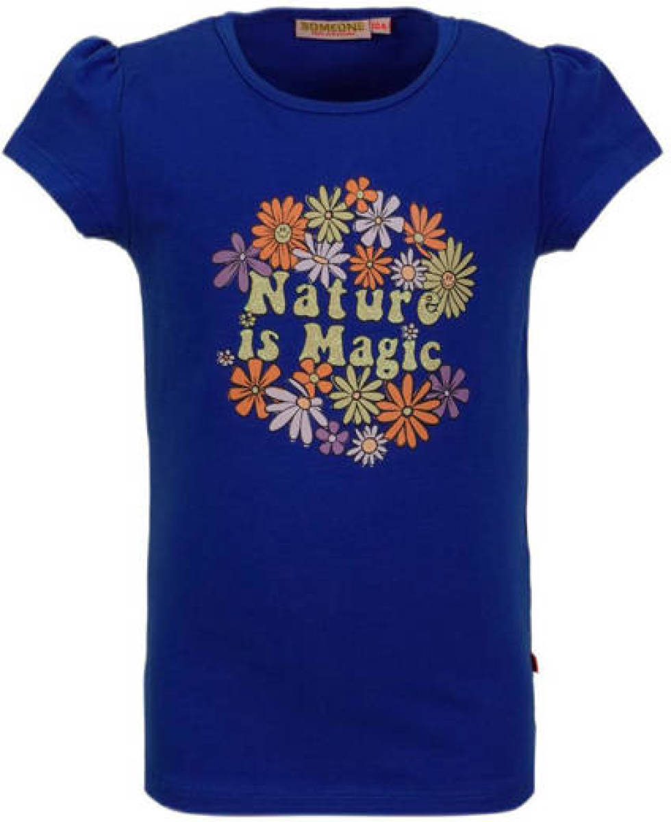 Someone T-shirt Hippie met printopdruk kobalt