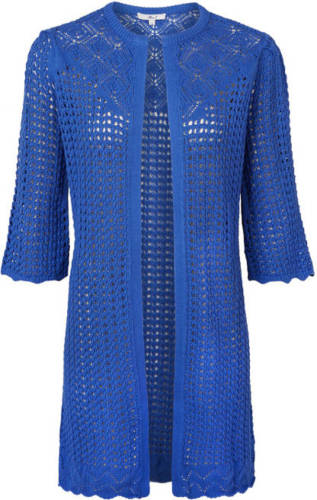 Miss Etam semi-transparant vest Cleo met textuur kobaltblauw