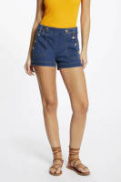 Morgan high waist regular fit denim short medium blue
