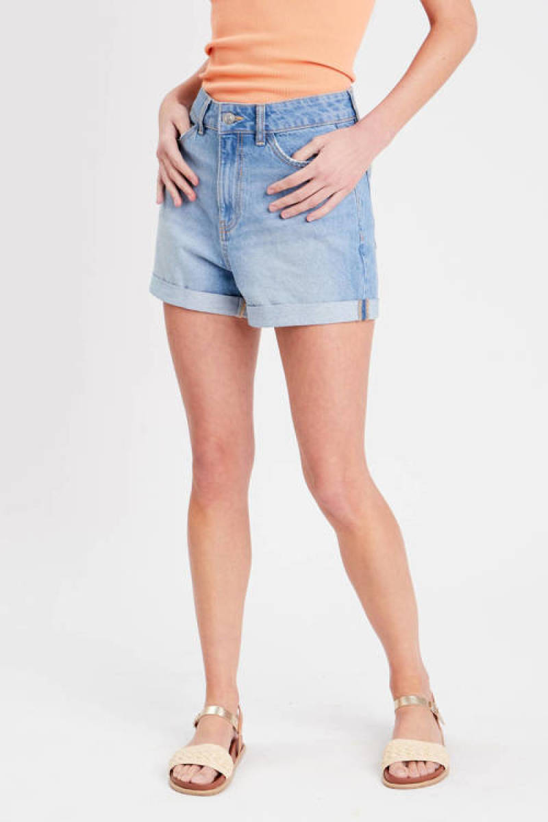 Cache Cache high waist mom denim short light blue