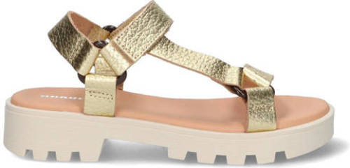 Braqeez Saira Shell leren sandalen goud metallic