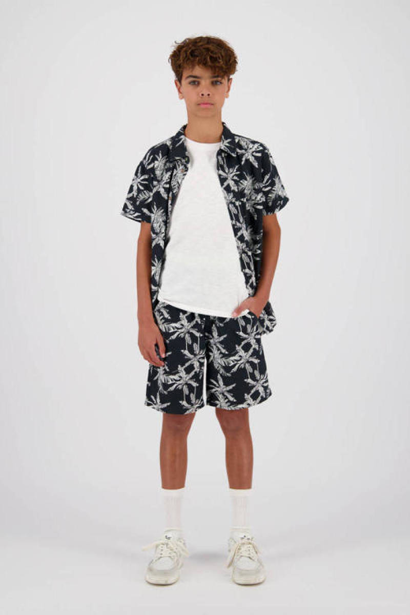 Vingino gebloemde regular fit short Raygo zwart