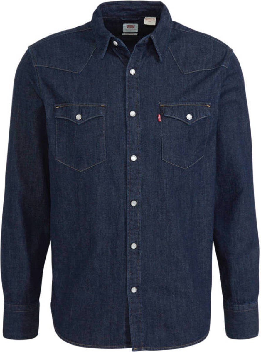 Levi's regular fit denim overhemd donkerblauw