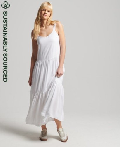 Superdry Vrouwen Geweven Studios Maxi-jurk Wit Grootte: 42