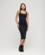 Superdry Vrouwen Jersey Midi-jurk met Vierkante Hals Zwart Grootte: 36