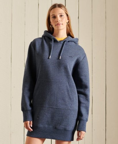 Superdry Female Geborduurde Vintage Logo Hoodiejurk Blauw Grootte: 44