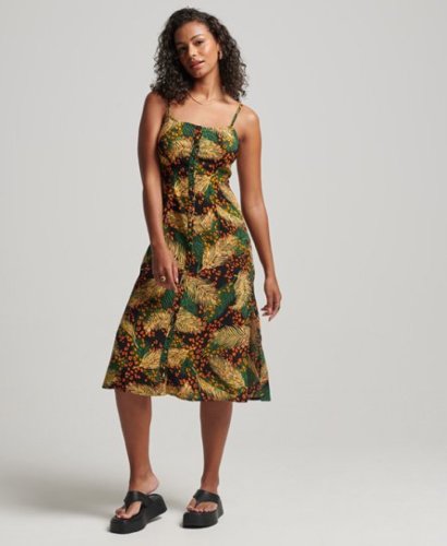 Superdry Vrouwen Print Button Cami Midi-jurk Multi Grootte: 36