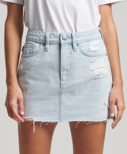 Superdry Vrouwen Denim Vintage Minirok Lichtblauw Grootte: 38