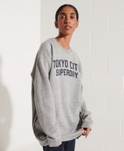 Superdry Female City College Sweatshirtjurk met Ronde Hals Lichtgrijs Grootte: XS/S