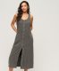 Superdry Vrouwen Vintage Jersey Midi-jurk met Knopen Donkergrijs Grootte: 38