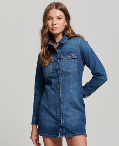 Superdry Female Getailleerde Spijkerjurk Paars Grootte: 40