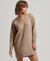 Superdry Female Gebreide Jurk met V-hals Beige Grootte: 44
