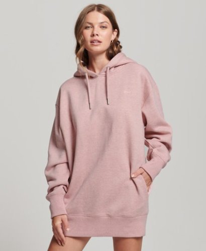 Superdry Vrouwen Biologisch Katoenen Sweatjurk met Geborduurd Logo Roze Grootte: XS/S