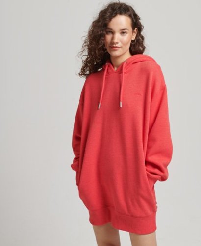 Superdry Female Biologisch Katoenen Sweatjurk met Geborduurd Logo Rood Grootte: XS/S