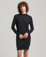 Superdry Female Gebreide Jurk van Merinowol Zwart Grootte: 44