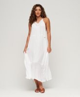 Superdry Vrouwen Maxi-jurk met Kanten Rand Wit Grootte: 44
